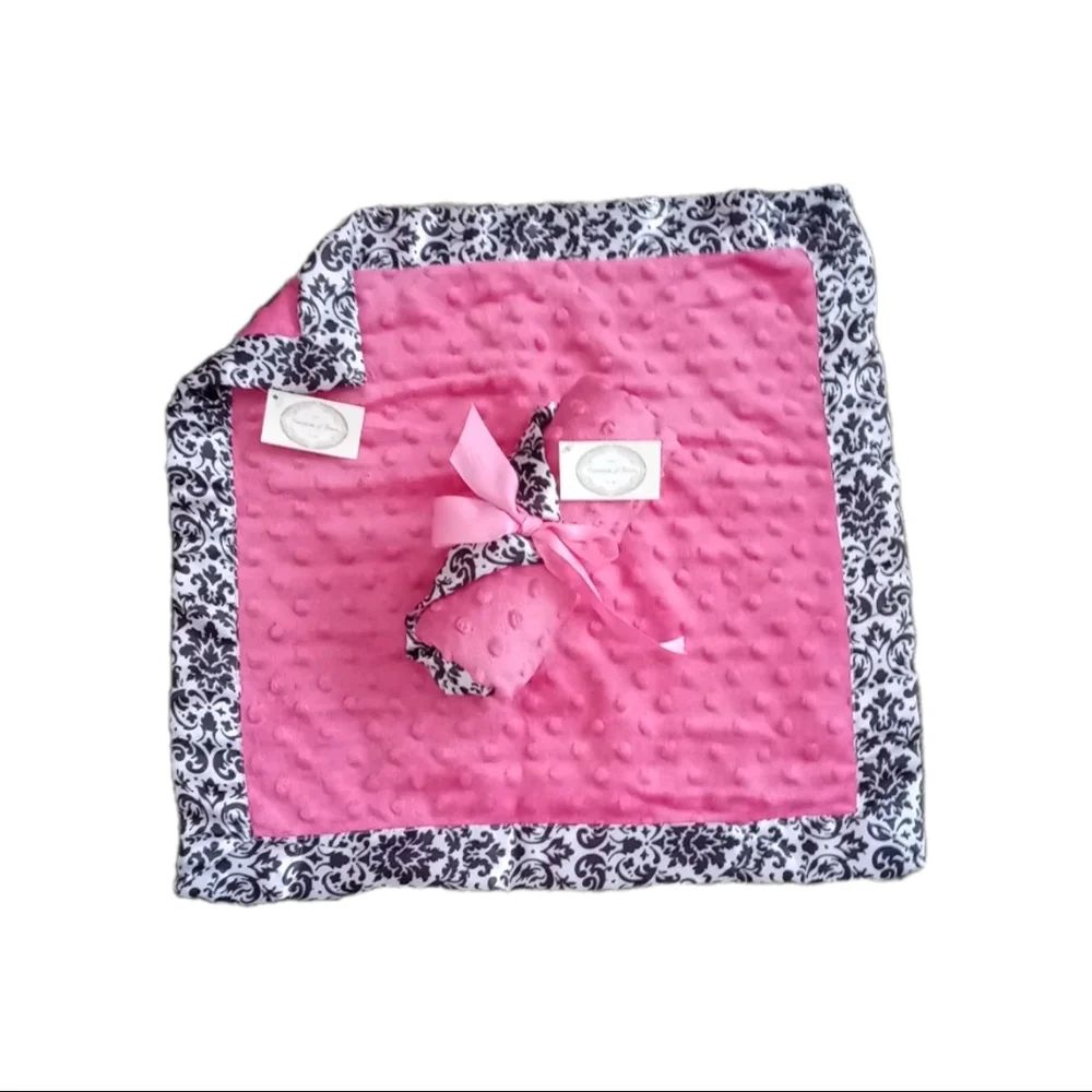Pink and Black Patterned Baby Blanket NWT Room Accent - Picture 1 of 6